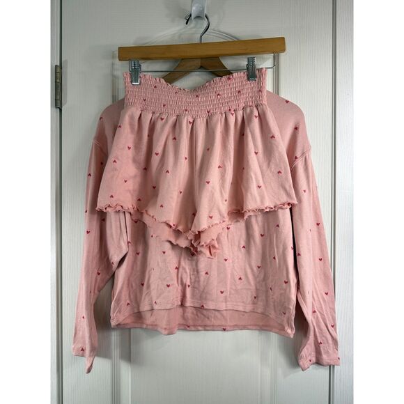 Z Supply Other - Z Supply Happy Heart Long Sleeve Top and Shorts Loungewear Set Women's S Small